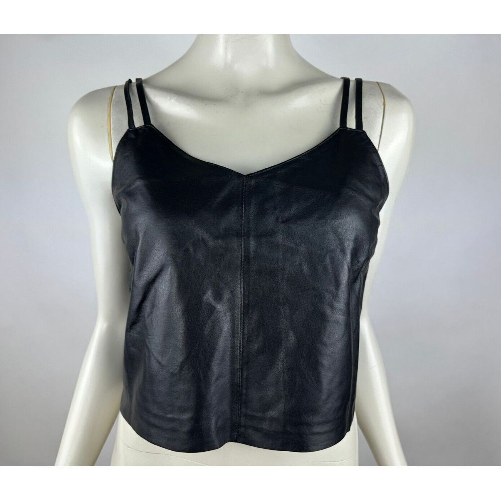 Walter Baker Leroy Top Women S NWT SoftLamb Leather Lined Tank Zip Closure Black